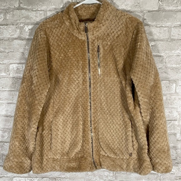 Calvin Klein Jackets & Blazers - Calvin Klein fuzzy soft Women's Tan chic fleece Jacket size large outdoor